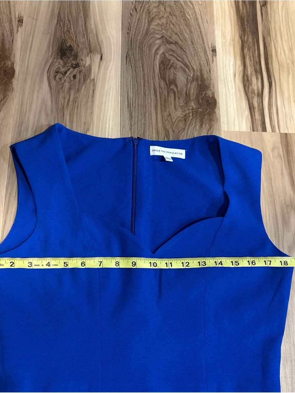 NEW Dress The Population Elle Sweetheart Neck Sheath Midi Dress Size L Blue - Picture 5 of 11